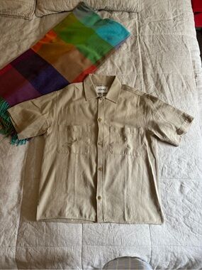 Frame Denim Men’s Short-Sleeve Button-Down Shirt in Beige